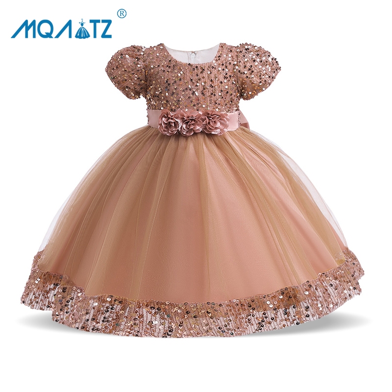 Mqatz ชุดเดรสเจ้าหญิง ปักเลื่อม ลายดอกไม้ สําหรับเด็กผู้หญิง อายุ 3-10 ปี N2116A
