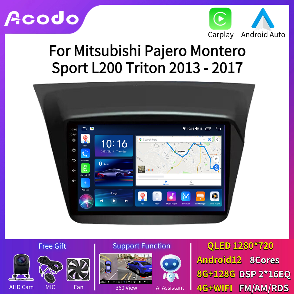 Acodo เครื่องเล่นมัลติมีเดีย DVD สําหรับ Mitsubishi Montero Pajero Sport Triton L200 2012-2017 2Din Android 10.0 Radio Tape Recorder Navigation Gps Wi-Fi Fm Ram 4G Rom 64G