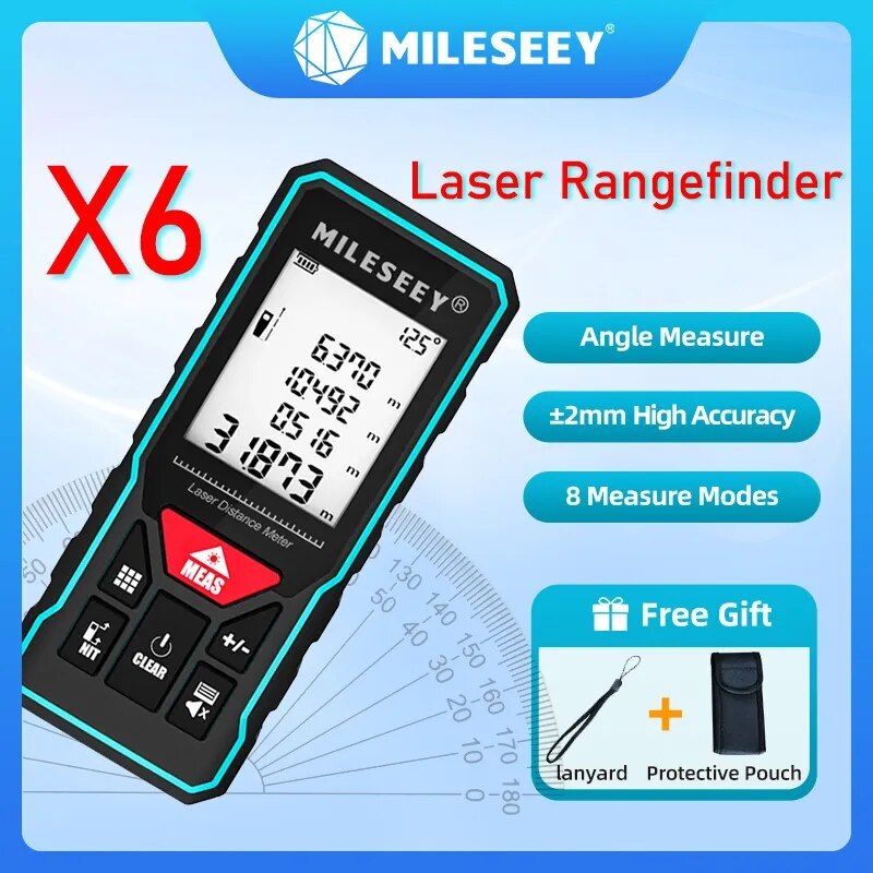 Mileseey X6 เครื่องวัดระยะทางเลเซอร์ดิจิทัล 40 60 80 100 ม. ชาร์จซ้ําได้ กันตก