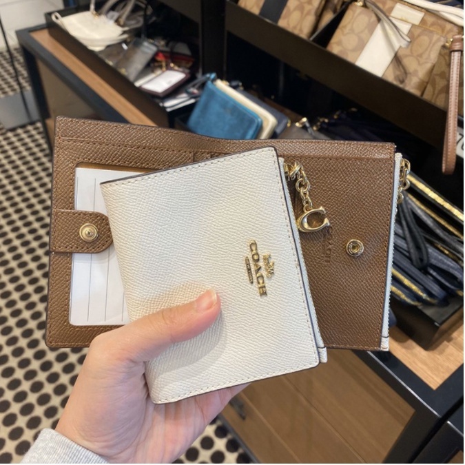กระเป๋าสตางค์ COACH F73867 หนังแท้ 100% ใบสั้น พับได้ สําหรับผู้หญิง
