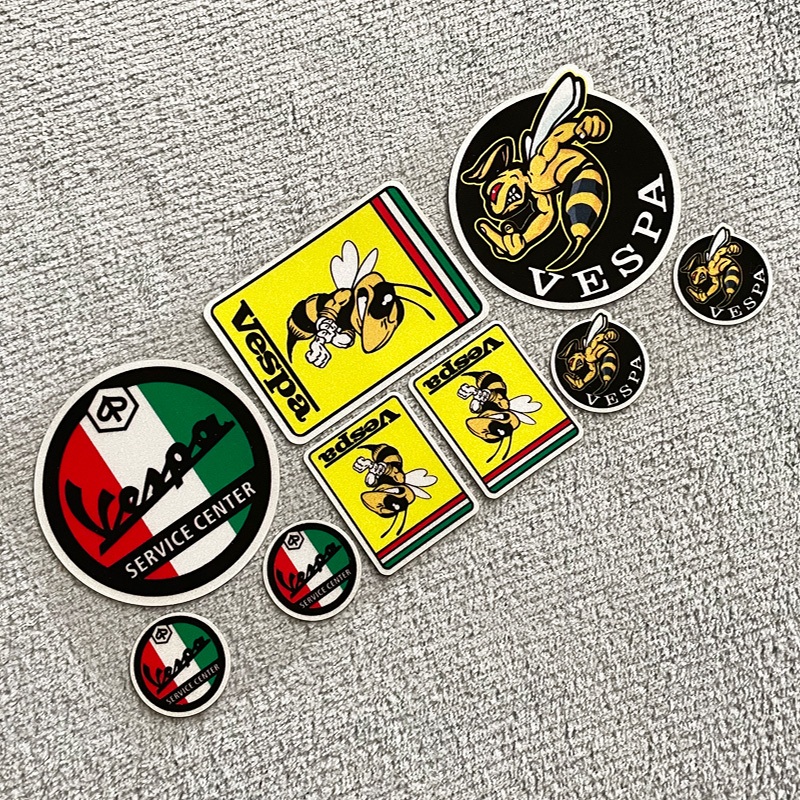 * พร้อมสต็อก * สติ๊กเกอร์รถจักรยานยนต์สัญลักษณ์ด้าน F Airing ปกตกแต่ง D Ecals ความปลอดภัยสติ๊กเกอร์สะท้อนแสงสำหรับเวสป้าผึ้ง LX 125 150 GTS300 Sprint