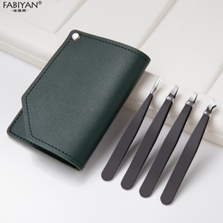 4ชิ้น/เซ็ตคิ้วแหนบผมดึง ​เครื่องมือกําจัดขนสแตนเลส พร้อมหนัง