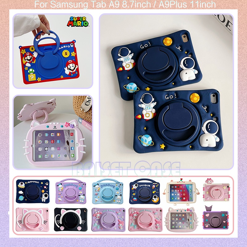 เคสซิลิโคน 360 สําหรับ Samsung Tab A9 8.7 นิ้ว X110 A9+ A9Plus 11 นิ้ว X210 X216 2023° ฝาครอบขาตั้ง แบบพับได้ หมุนได้