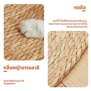 P&P:หญ้าพุ่ม แผ่นลับเล็บแมว พรมแมว หวายทอเสื่อนอนแมว กรงเล็บแมวบด พรมวงกลม รังแมวพรมวงกลมทอสำหรับ หญ้าพุ่ม และแผ่นลับเล็บ วัสดุธรรมชาติ