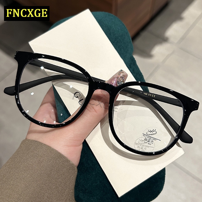 FNCXGE แว่นตาสายตาสั้น กรอบทรงกลม ป้องกันแสงสีฟ้า สไตล์เกาหลี เรโทร แฟชั่นสําหรับผู้ชาย และผู้หญิง -50 100 150 200 250 300 350 400