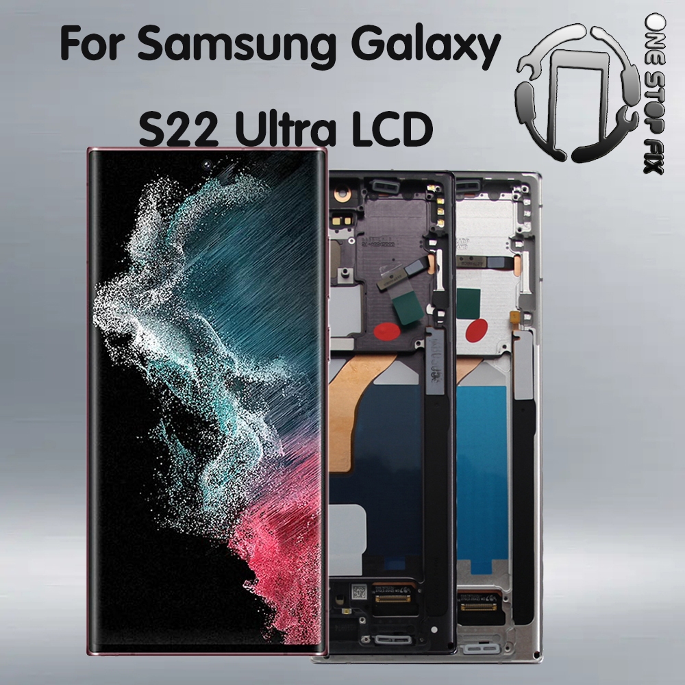 6.8 AMOLED สําหรับ Samsung Galaxy S22 Ultra 5G LCD หน้าจอสัมผัสอะไหล่ซ่อมสําหรับ Samsung S22 ultra 5