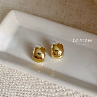 DREJEW ต่างหูเข็มเงิน 925 ทรงโค้ง ทอง 18K สไตล์เกาหลี เรียบง่าย แฟชั่น เหมาะกับคนแพ้ง่าย