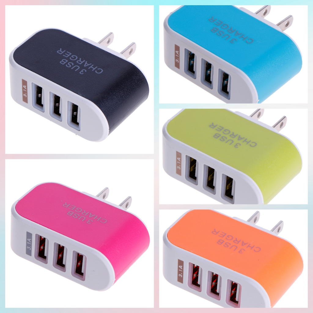 [adorelovecool] อะแดปเตอร์ชาร์จโทรศัพท์มือถือ 5V 3.1A พอร์ต USB สามพอร์ต AC ชาร์จเร็ว US สําหรับติดผนังบ้าน เดินทาง