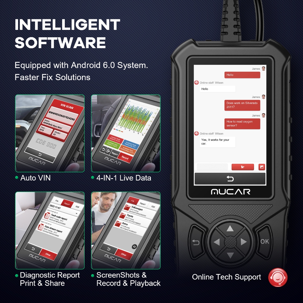 Mucar CDE900 Obd2 เครื่องสแกนเนอร์วินิจฉัยรถยนต์ ABS SRS TCM 4 ระบบ - รูปที่ 4