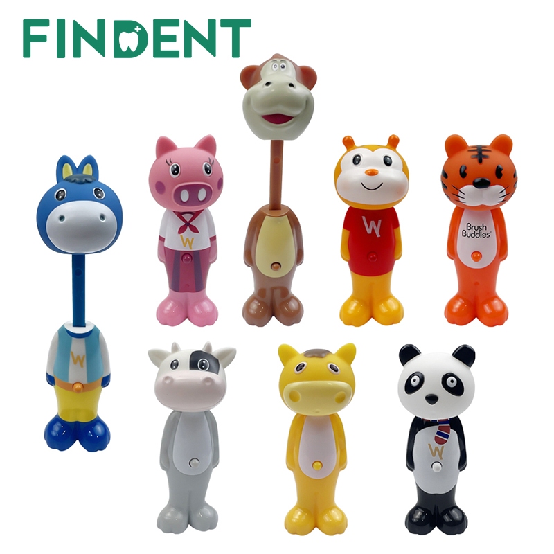 แปรงสีฟัน ด้ามจับยืดหดได้ ลายสัตว์น่ารัก สําหรับเด็ก