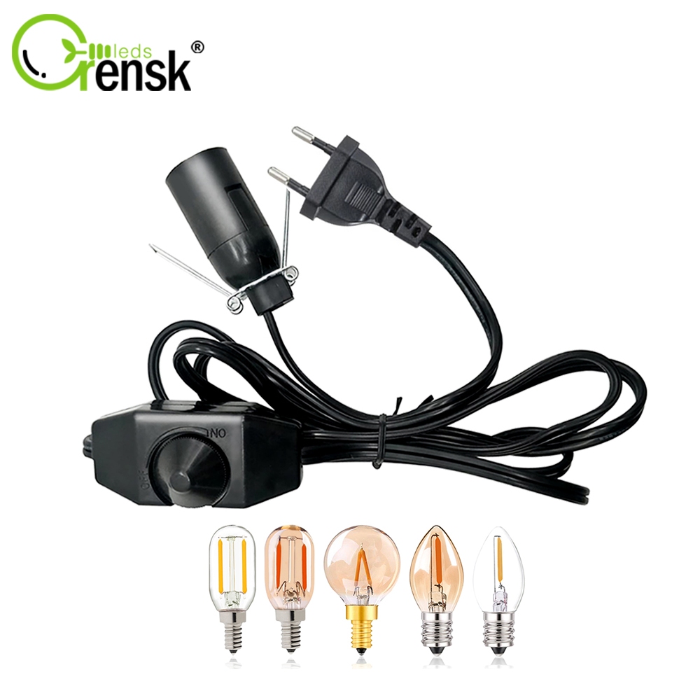 สายไฟ 1.8 ม. พร้อมสวิตช์หรี่แสงได้ คลิปโลหะ Led Edison Bulb E14 ซ็อกเก็ตโคมไฟ ฐานแขวน ปลั๊ก EU สําหรับโคมไฟเกลือ หิน