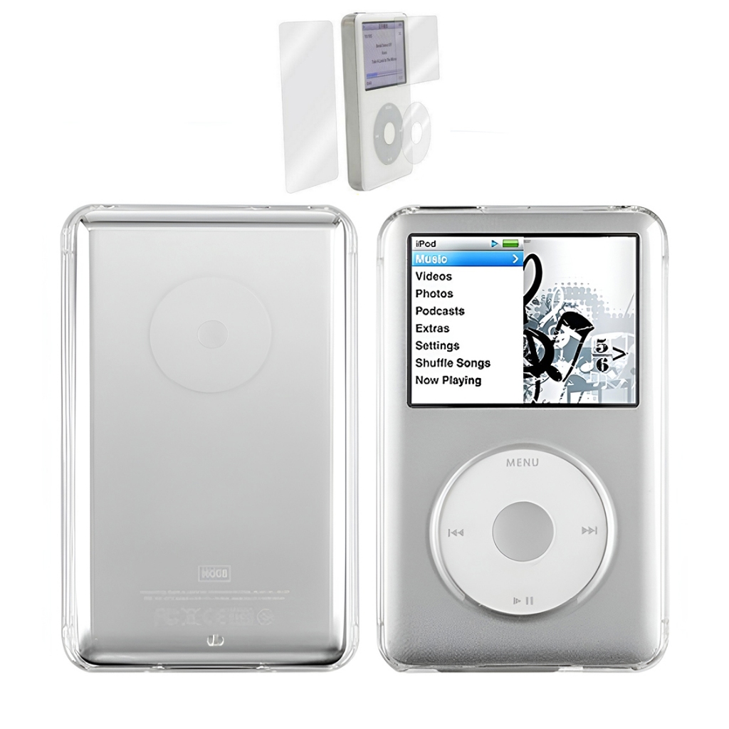 เคสคริสตัลใส แบบแข็ง สําหรับ iPod Classic 80GB 120GB 160GB พร้อมฟิล์มกันรอย แบบเต็มตัว