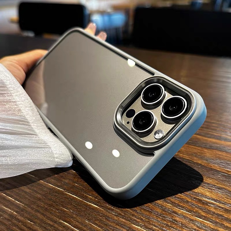 【Metal lens/Acrylic transparent hard case/Titan Gray】เคส compatible for iphone 11 12 13 14 15 Pro Max case