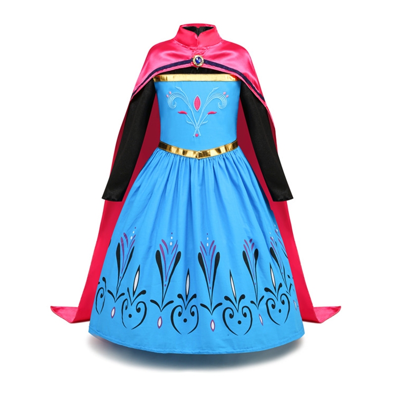พร้อมส่ง ชุดเดรสยาว แขนยาว ลาย Frozen Elsa Anna ถอดออกได้ ไซซ์ 100 ถึง 150