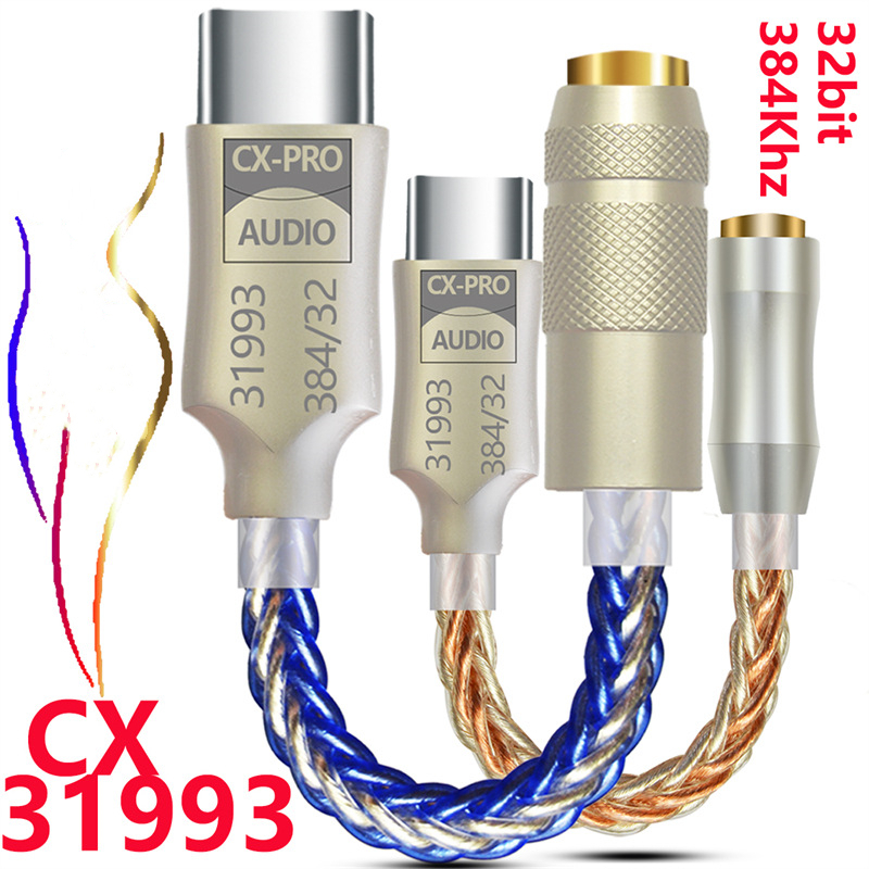 Cx31993 หูฟัง USB Type C DAC พร้อมเอาท์พุต 3.5 มม. SNR128dB PCM สําหรับ iPhone 15 Android Windows10