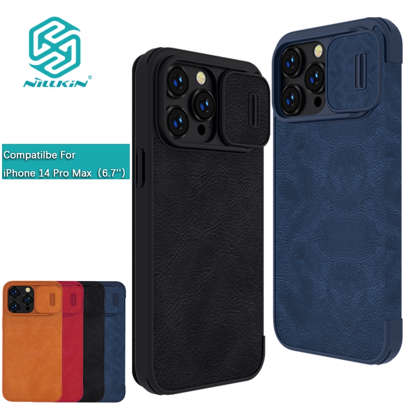 Nillkin เคสโทรศัพท์มือถือหนัง PU แบบฝาพับ ป้องกันเลนส์กล้อง สําหรับ Apple iPhone 14 Pro Max 14 Plus 14 Pro 14 13 Qin Pro