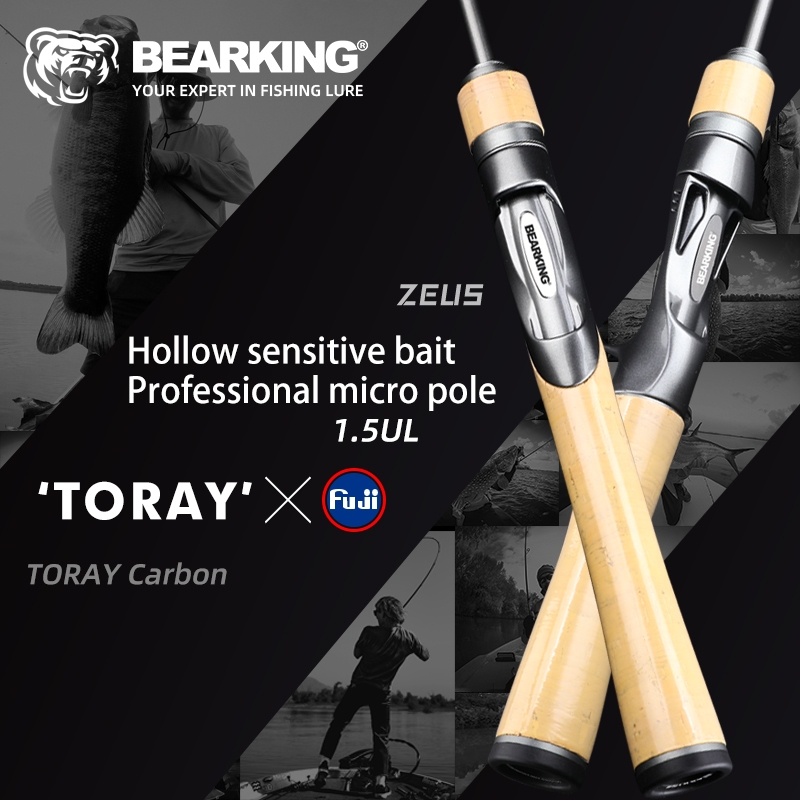 Bearking Zeus คันเบ็ดตกปลาไมโคร คาร์บอนไฟเบอร์ น้ําหนักเบา สําหรับตกปลาเทราท์ Fuji O-Ring Hollow UL