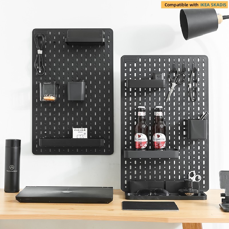 Pegboard Organizer ชั้นเก็บของติดผนังติดตั้งฟรีห้องครัวห้องน้ําชั้นวาง
