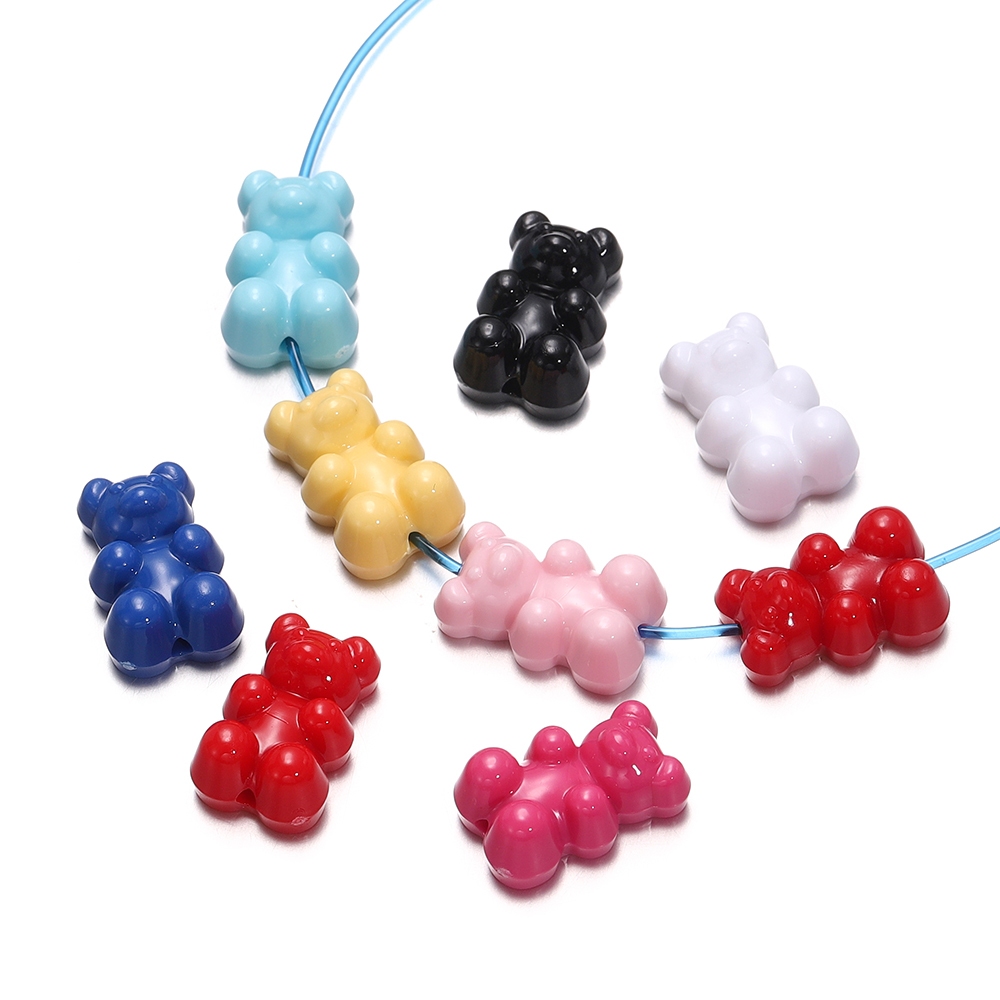 St.kunkka จี้ลูกปัดอะคริลิค รูปหมีน่ารัก สําหรับทําเครื่องประดับ สร้อยคอ สร้อยข้อมือ DIY 10 ชิ้น