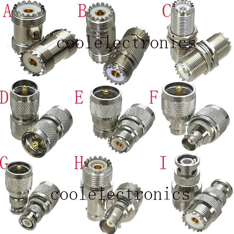 อะแดปเตอร์แจ็คเชื่อมต่อ UHF PL259 SO239 เป็น UHF BNC ตัวผู้ และตัวเมีย 2 ชิ้น