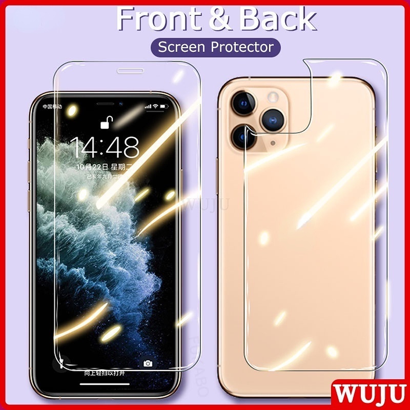 Wuju 2-in-1 กระจกนิรภัยกันรอยหน้าจอ หน้า หลัง HD สําหรับ iPhone 17 11 12 13 14 15 16 Pro Max XS Max XR X 7 8 Plus SE Air