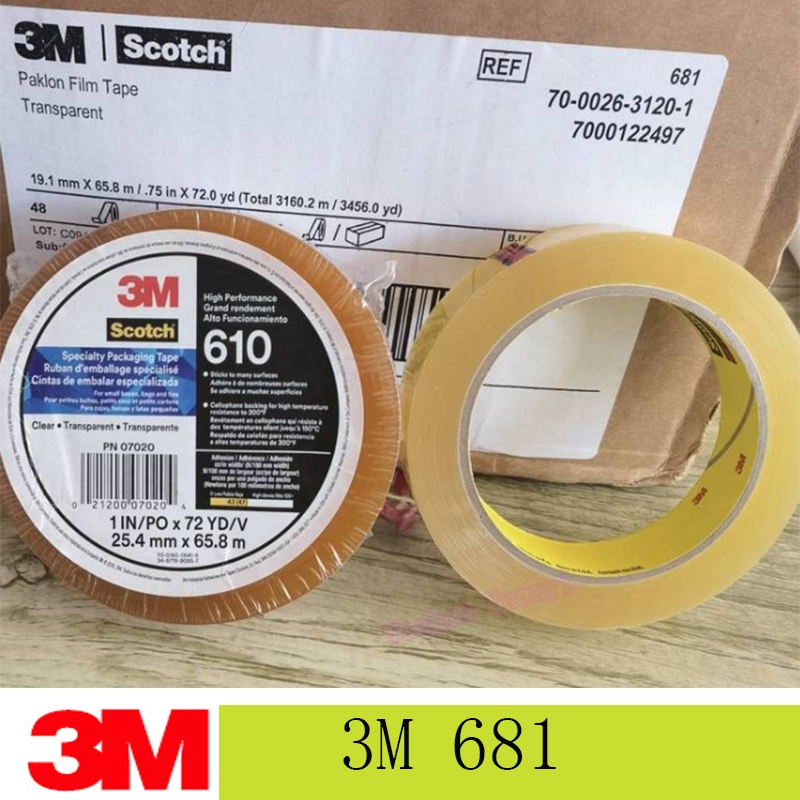 3M เทปทดสอบ 3M 681 เทปสก๊อตเทป Light Duty เทปบรรจุภัณฑ์ Clear Light Duty Scotch เปลี่ยน 610 เทปใสทดสอบฟิล์มโปร่งใส
