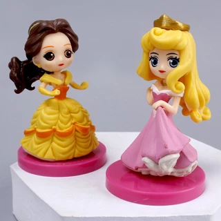 6 ชิ้น/เซ็ต 8 ซม.เจ้าหญิงอะนิเมะรูปสโนว์ไวท์ Tangled Rapunzel Cinderella Mermaid Ariel รุ่น Q PVC ตัวเลขการกระทําตุ๊กตาของเล่นเด็กของขวัญ