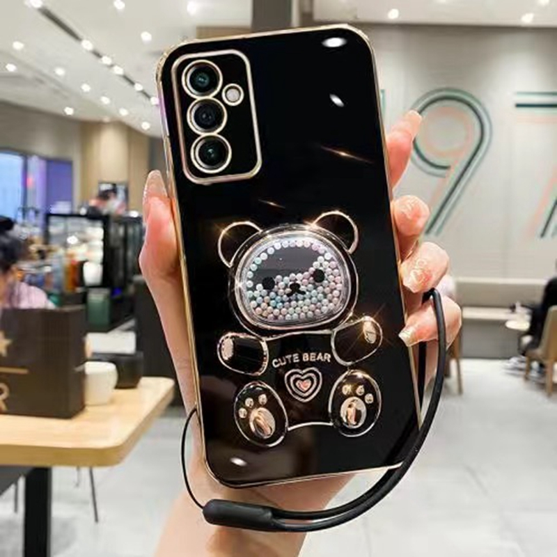 เคส Vivo V23E 5G 4G V20 SE V21 5G V11 V11 Pro S1 Y75 5G T1 5G Y36 5G ขอบตรง Electroplated สายรุ้งลูกอมหมี Lanyard กรณีโทรศัพท์