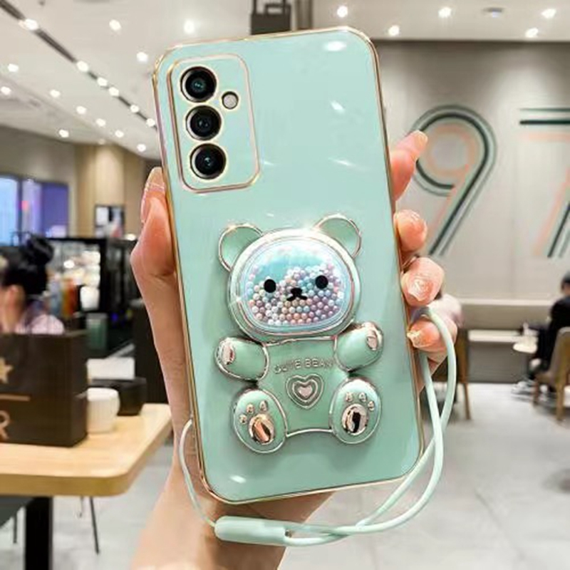 เคส Vivo V23E 5G 4G V20 SE V21 5G V11 V11 Pro S1 Y75 5G T1 5G Y36 5G ขอบตรง Electroplated สายรุ้งลูกอมหมี Lanyard กรณีโทรศัพท์