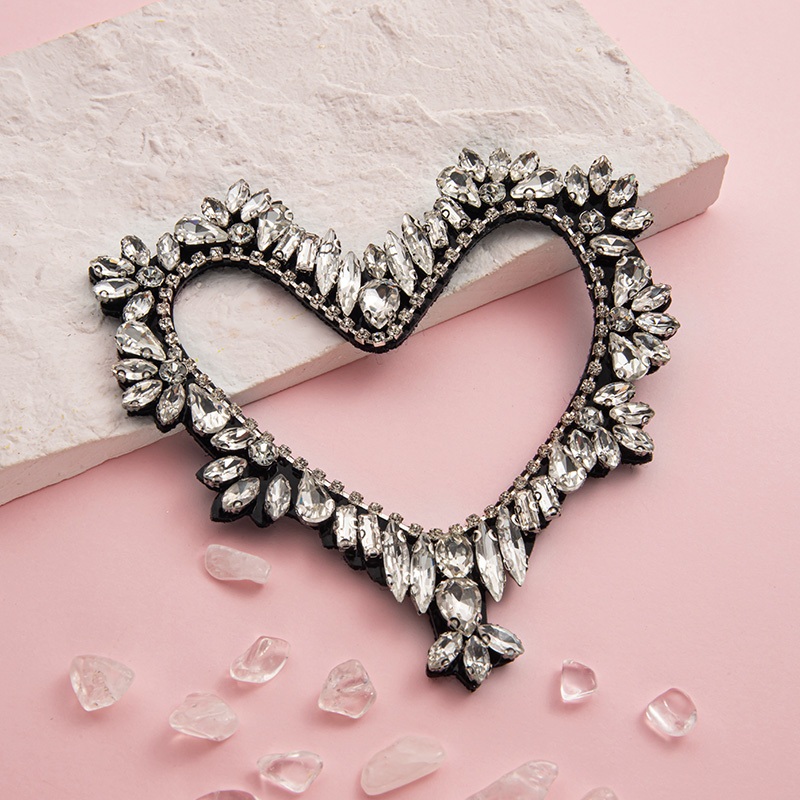 1 ชิ้น rhinestone Heart Patch กาว/sewing คริสตัลเสื้อผ้าแพทช์สําหรับ DIY กระเป๋า, รองเท้า, Coat อุปกรณ์เสริม