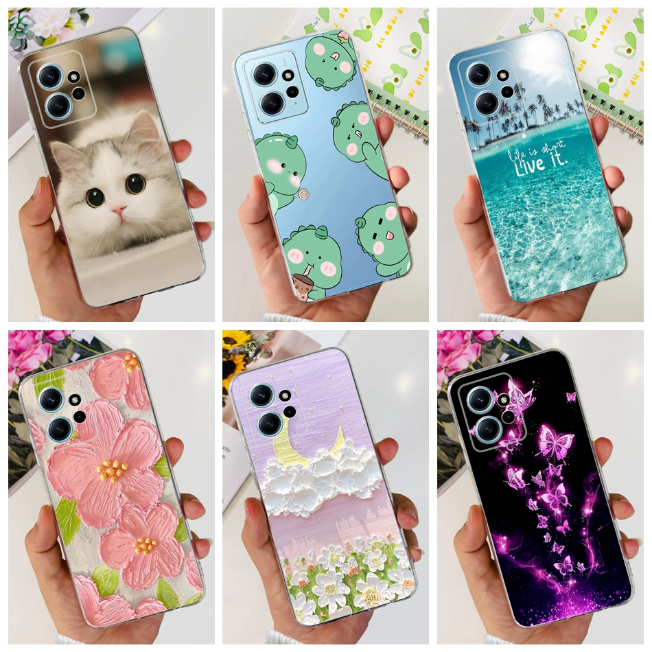 เคสโทรศัพท์ซิลิโคน TPU แบบนิ่ม ลายดอกไม้ แมวน่ารัก สําหรับ Xiaomi Redmi Note 12 4G 2023 Note12 4G
