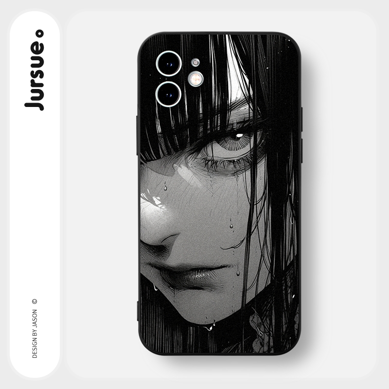 JURSUE เคสไอโฟน เคสซิลิโคนนุ่มกันกระแทกลายการ์ตูนอนิเมะตลก เคสโทรศัพท์ สีดำ Compatible for iPhone 16 15 14 13 12 11 Pro Max SE 2020 X XR XS 8 7 Plus xsmax 6splus 7plus 8plus พลัส Y4237