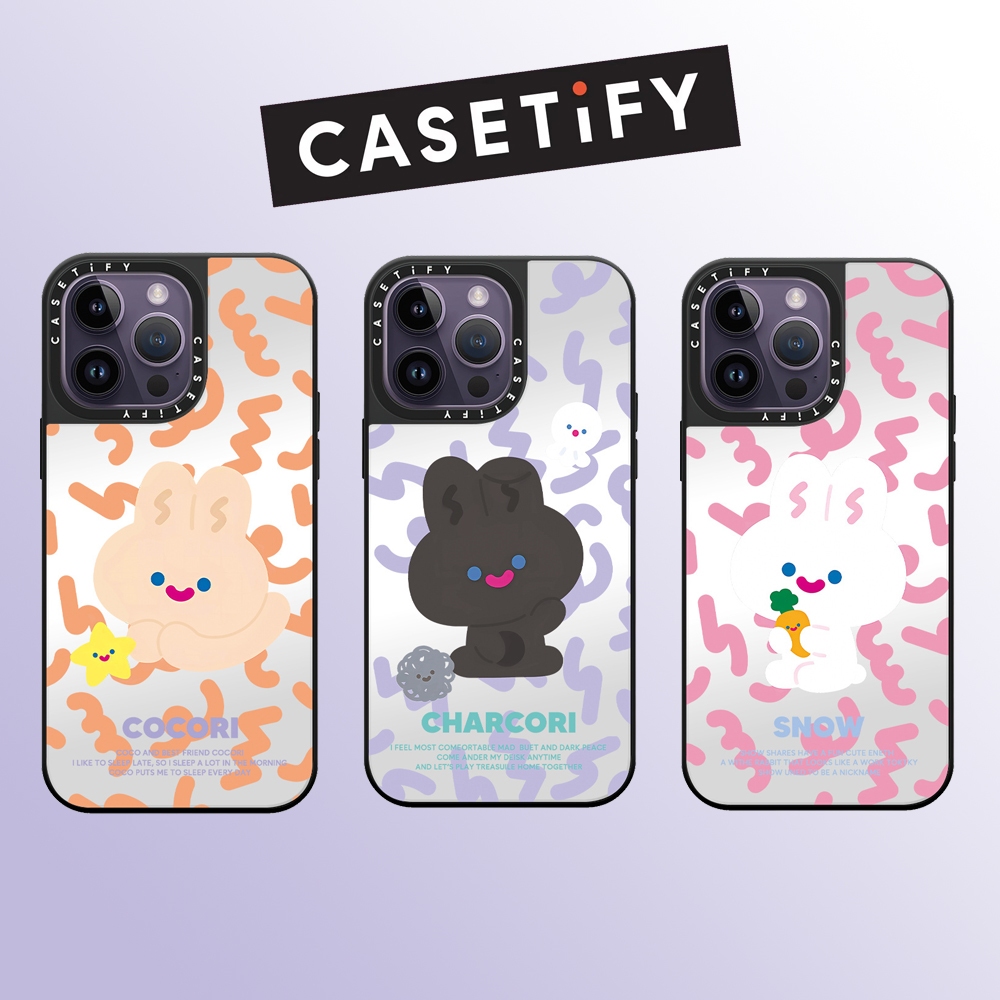 Drop proof CASETIFY Mirror phone case for iPhone 15 15Pro 15promax 14 14pro 14promax 13 13pro 13promax Side printing hard case COCO rabbit 12 pro 12promax iPhone 11 case high-quality