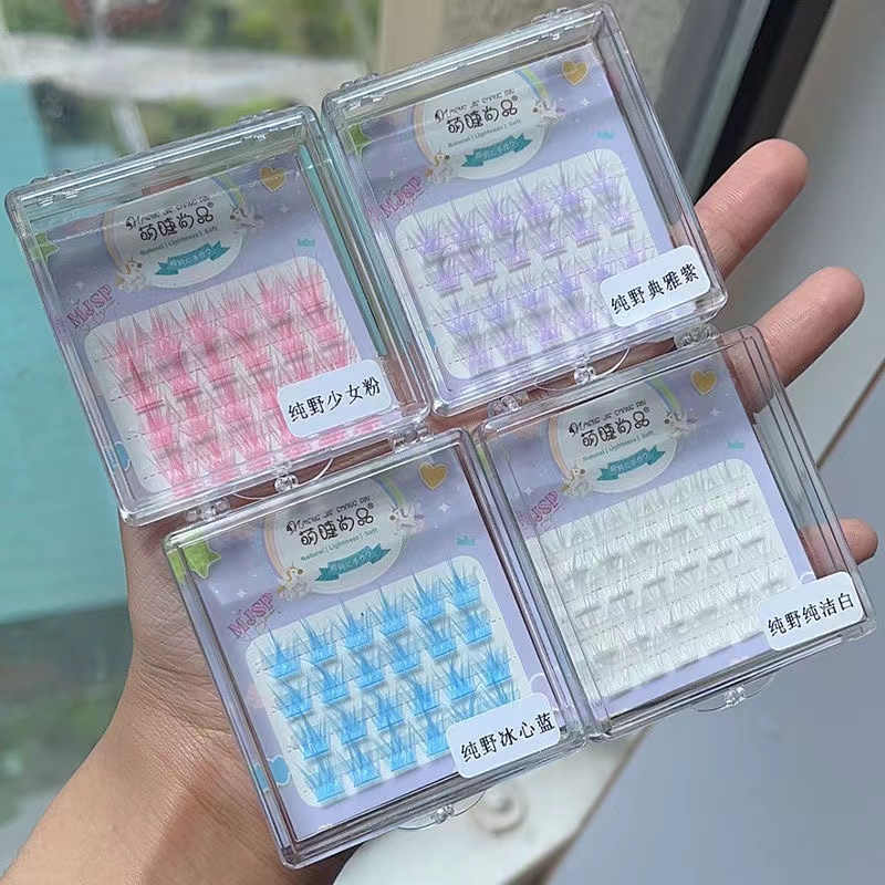 ขนตาปลอมแฟชั่น สีชมพู สีขาว สีฟ้า สีม่วง