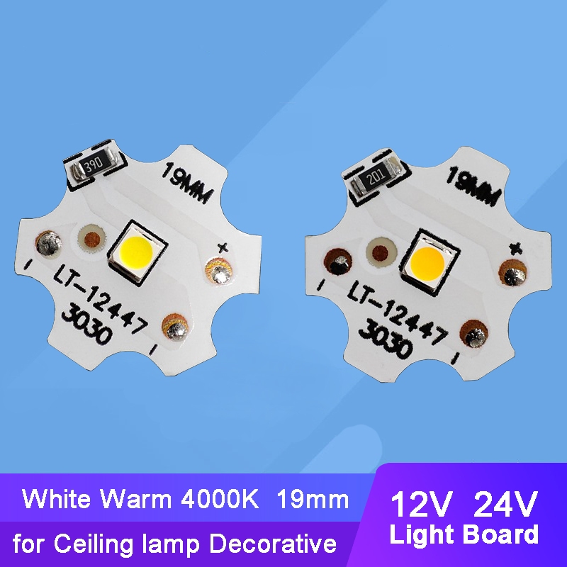 บอร์ดไฟเพดาน LED DC 12V 24V 19 มม. 4000K สีขาวอบอุ่น สําหรับโคมไฟเพดาน 10 ชิ้น