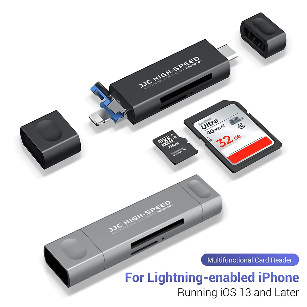 JJC Card Reader เครื่องอ่านการ์ดสมาร์ทโฟน Apple Lightning Android Type-C USB สําหรับการ์ดหน่วยความจํา SD SDHC SDXC MicroSD MicroSDHC MicroSDXC TF สำหรับ Apple 17 16 15 14 13 12 Pro Max Plus Mini thumbnail 3