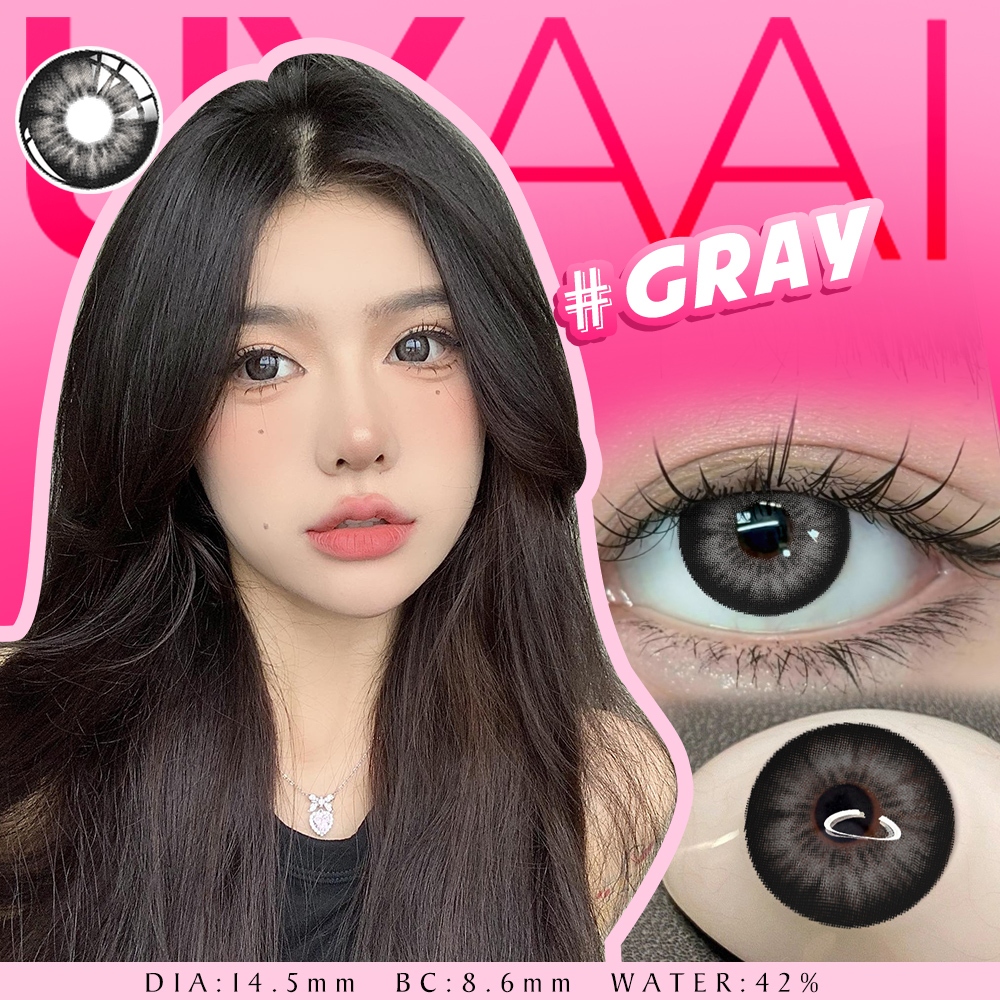 Uyaai คอนแทคเลนส์ บิ๊กอาย ขนาดใหญ่ 14.5 มม. สีดํา 2 ชิ้น ต่อคู่
