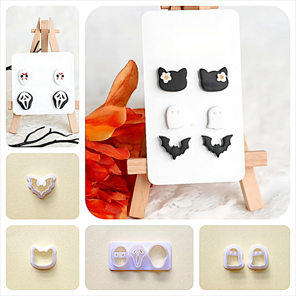 Grimace/Ghost ชุดสามชิ้น Soft Clay DIY ต่างหูต่างหูเครื่องประดับเบเกอรี่ Universal ชุดตัดแม่พิมพ์