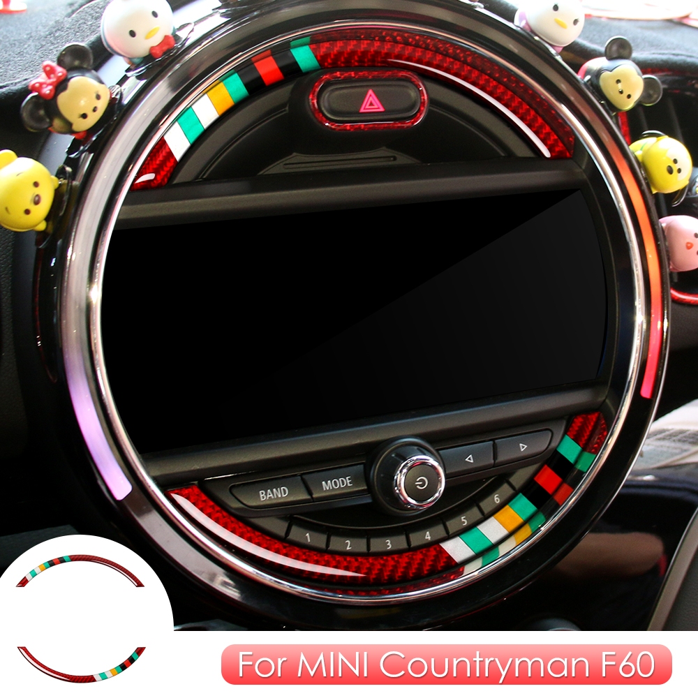 สติกเกอร์คาร์บอนไฟเบอร์ ติดหน้าจอคอนโซลนําทาง สําหรับ Mini Cooper F55 F56 Countryman F60 JCW