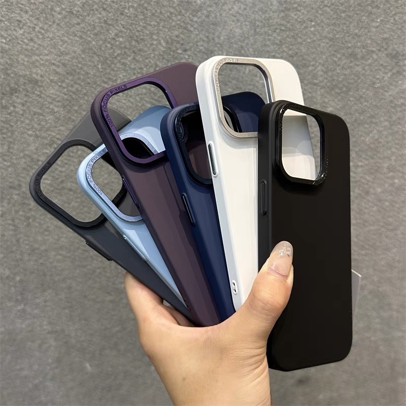 【Matte ultra-thin PC hard case/metal lens/Gray/Dark Blue/Black】เคส compatible for iphone 11 12 13 14 15 pro max case