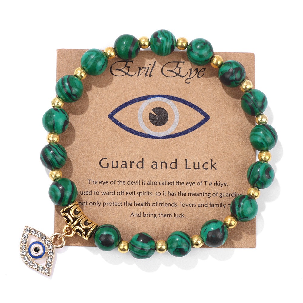 Gmai 8 มม.Blessed Evil Eye สร้อยข้อมือผู้หญิงผู้ชาย Lucky Amulet ป้องกันลูกปัดหินสายรัดข้อมือของขวัญเครื่องประดับ