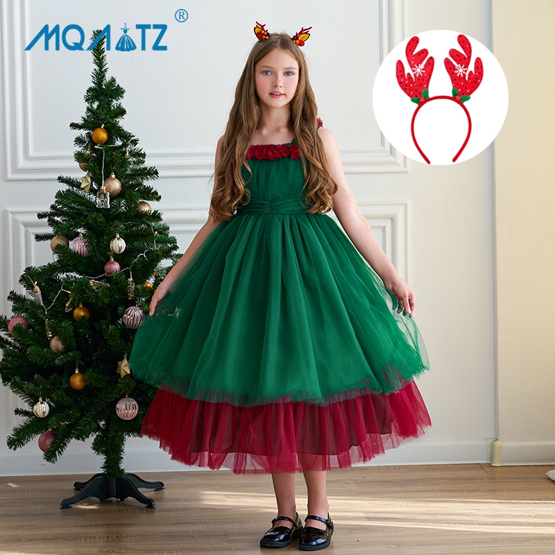 Mqatz ชุดเดรส คอสี่เหลี่ยม ลายดอกไม้ สไตล์เจ้าหญิง สําหรับเด็กผู้หญิง SD085