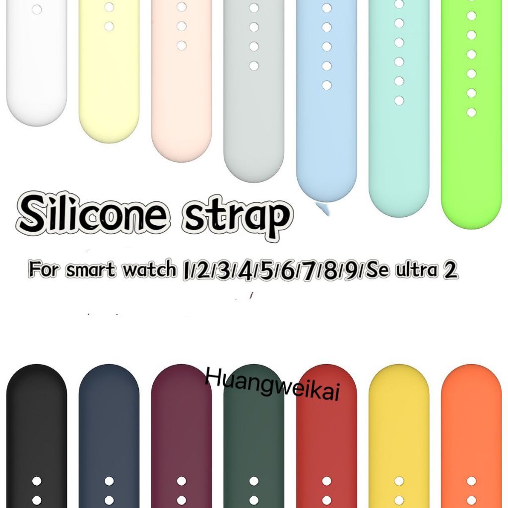 สายซิลิโคนสําหรับ smartwatch 2 3 4 5 6 7 8 9 S10 ultra2 se soft band smart watch t500 H14 h12 hello 