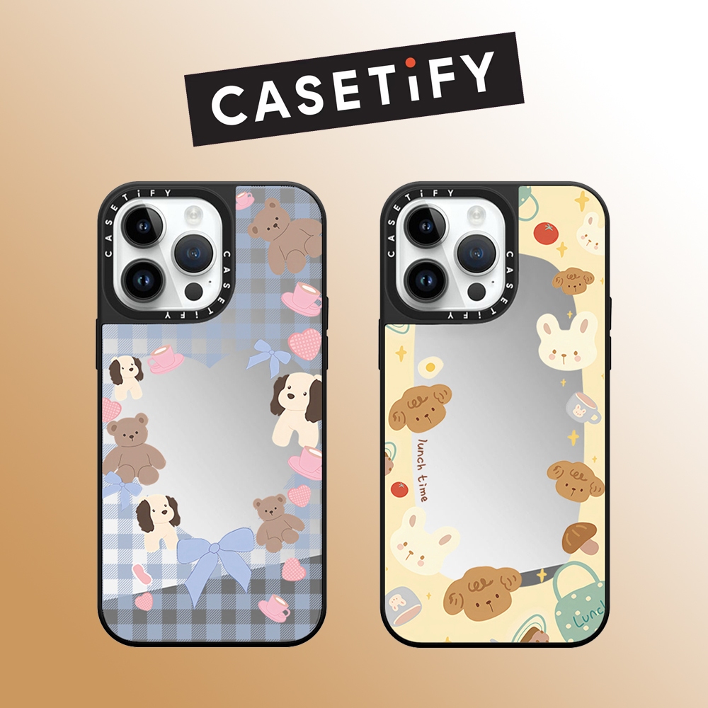Drop proof CASETIFY Mirror phone case for iPhone 15 15Pro 15promax 14 14pro 14promax 13pro 13promax Side printing hard case Dogs and bears 12pro 12promax iPhone 11 case high-quality