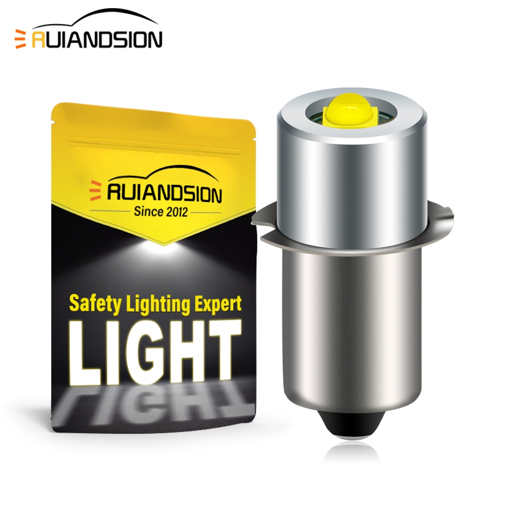 Ruiandsion หลอดไฟ LED DC 3-6V 3W P13.5S สีขาว แบบเปลี่ยน สําหรับไฟฉาย Maglite