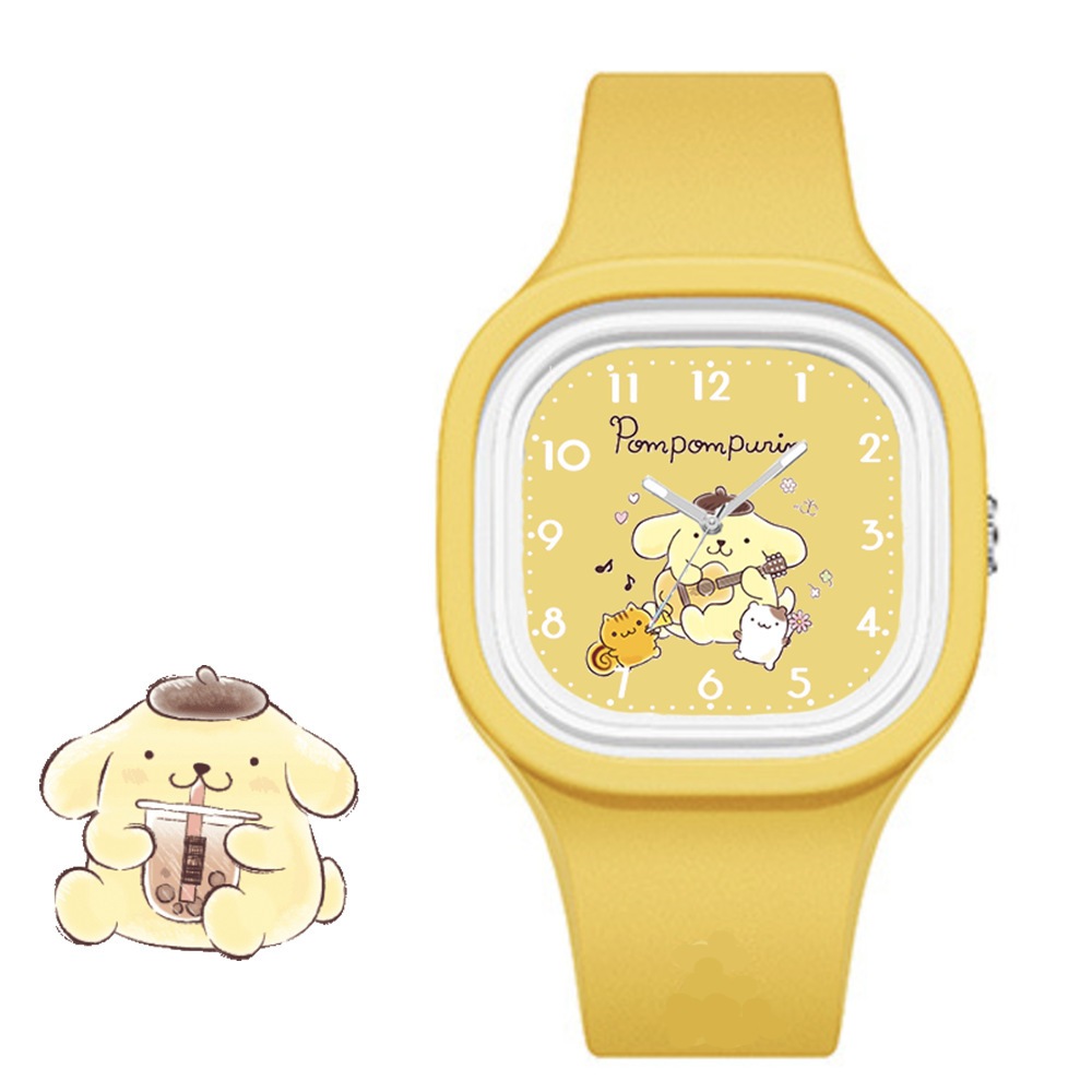 Sanrio Hello Kitty Watch Kuromi Cinnamoroll สายซิลิโคนควอตซ์ Casual การ์ตูน Melody WristWatch เด็กผู้หญิงเด็กวันเกิด