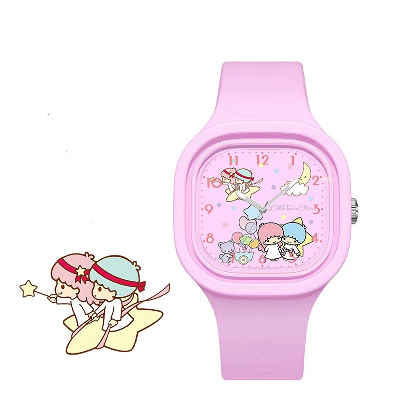 Sanrio Hello Kitty Watch Kuromi Cinnamoroll สายซิลิโคนควอตซ์ Casual การ์ตูน Melody WristWatch เด็กผู้หญิงเด็กวันเกิด