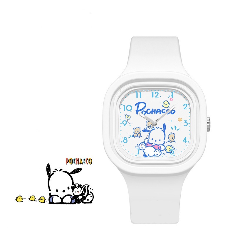 Sanrio Hello Kitty Watch Kuromi Cinnamoroll สายซิลิโคนควอตซ์ Casual การ์ตูน Melody WristWatch เด็กผู้หญิงเด็กวันเกิด