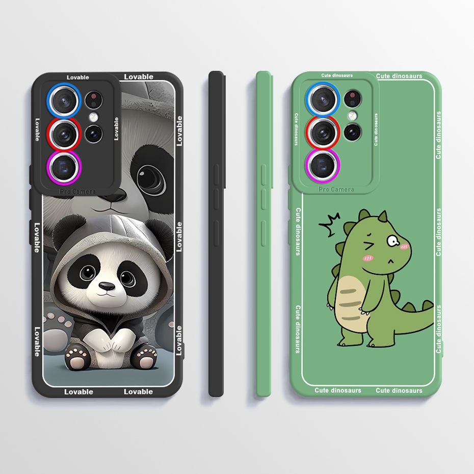 เคสโทรศัพท์มือถือแบบนิ่ม ผิวด้าน ลายแพนด้าน่ารัก สําหรับ Samsung Galaxy S21 Ultra Galaxy S21 Plus 5G