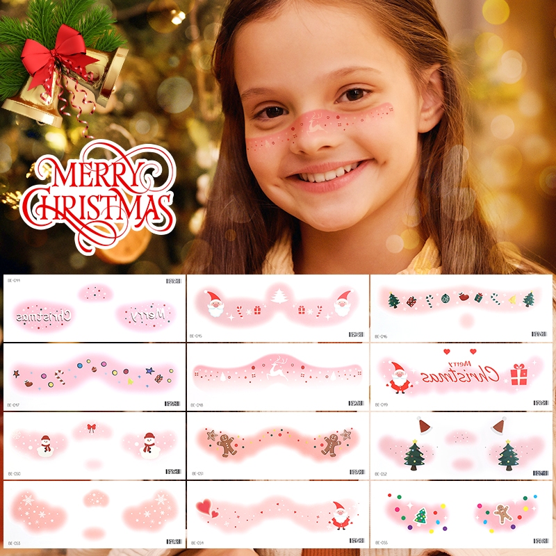 tattoo christmas แทททู สติกเกอร์รอยสัก ลายคริสต์มาส กันน้ํา สําหรับเด็ก